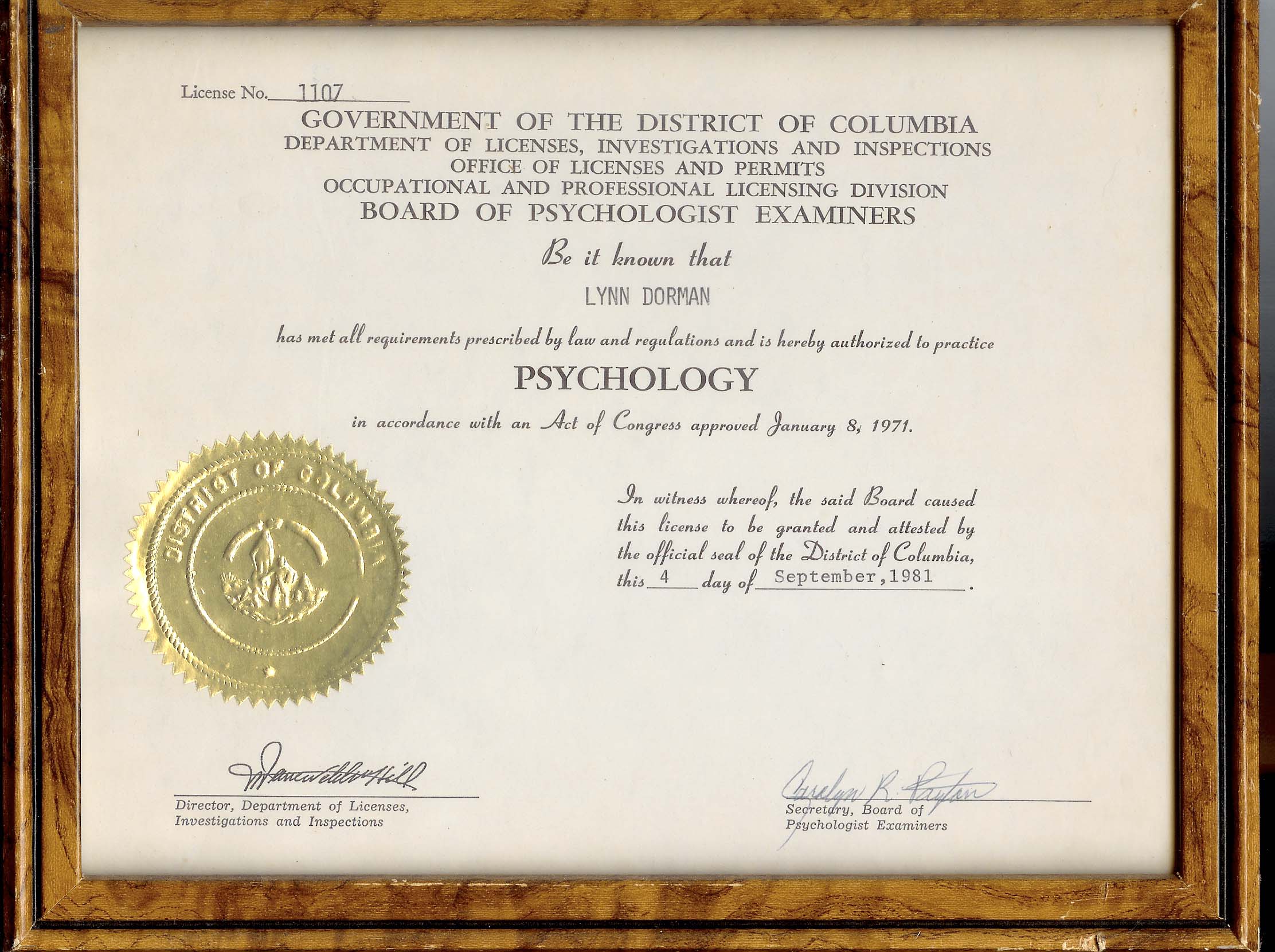 Washington, D.C. License